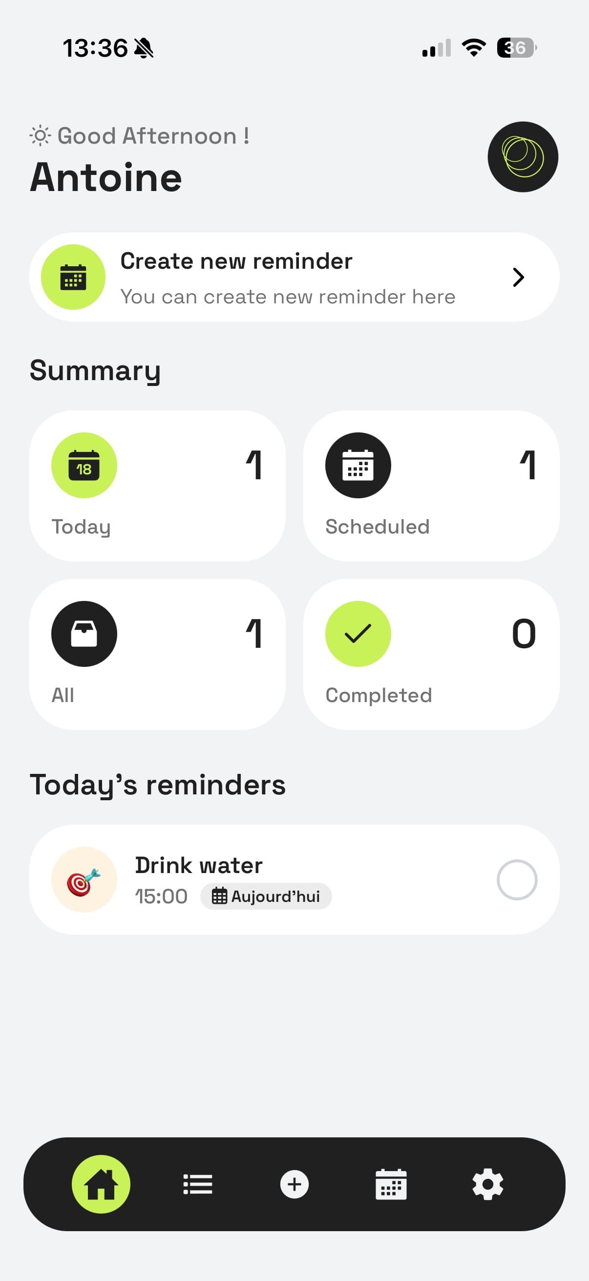 Dashboard Re:mind